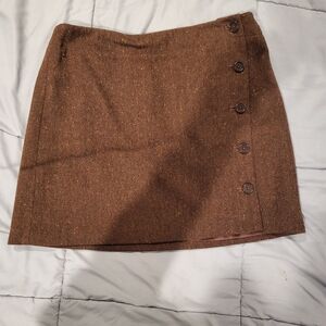 J. Crew Brown Y2K Mini Skirt with Button Detail